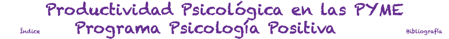 Productividad Psicológica en las PYME Índice Programa Psicología Positiva Bibliografía